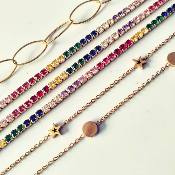 Rainbow tennis choker. - Picture 3 of 5